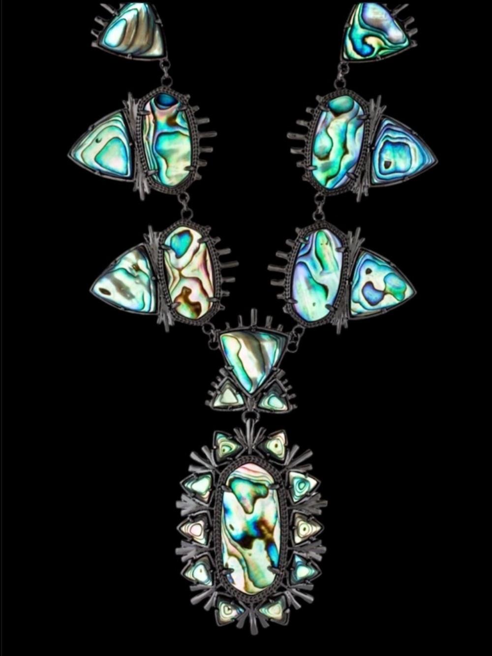 Kendra Scott Havana Gunmetal Necklace in Abalone, Yellow Rose Collection HTF